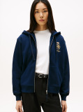 Blue Hanorac Cu Fermoar Si Broderie TH Crest  Femei