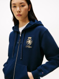 Blue Hanorac Cu Fermoar Si Broderie TH Crest  Femei