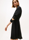 Black Relaxed Long Sleeve Mini Wrap Dress  Women
