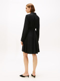 Black Relaxed Long Sleeve Mini Wrap Dress  Women