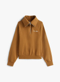 Khaki Interlock Knit Fleece Half-Zip Jumper  Women