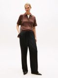 Negru Pantaloni Relaxati Drepti Din Twill  Femei