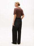 Negru Pantaloni Relaxati Drepti Din Twill  Femei