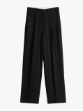 Negru Pantaloni Relaxati Drepti Din Twill  Femei