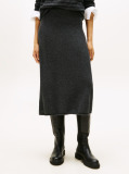 Grey Soft Wool A-Line Midi Skirt  Women