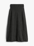 Grey Soft Wool A-Line Midi Skirt  Women