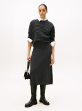 Grey Soft Wool A-Line Midi Skirt  Women