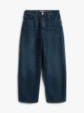 Blue Mid Rise Relaxed Barrel Leg Jeans  Women