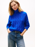 Blue Cable Knit Soft Wool Relaxed Jumper  Women