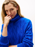 Blue Cable Knit Soft Wool Relaxed Jumper  Women