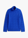 Blue Cable Knit Soft Wool Relaxed Jumper  Women