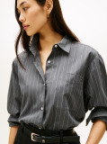 Grey Oversized Fit Flannel Shirt  Women