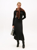 Negru Rochie Midi Fit And Flare Cu Dungi Tricotate  Femei