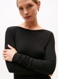 Negru Rochie Midi Fit And Flare Cu Dungi Tricotate  Femei