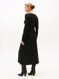 Negru Rochie Midi Fit And Flare Cu Dungi Tricotate  Femei