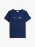 Blue Tricou Cu Guler Rotund Si Broderie Cu Logo  Femei