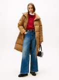 Brown Crest Embroidery Down Puffer Coat  Women
