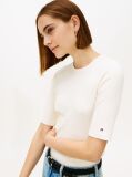 Bej Bluza Cu Maneci Scurte Ribbed  Femei