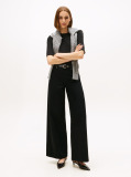 Negru Bluza Cu Maneci Scurte Ribbed  Femei