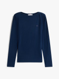Blue Tricou Slim Cu Guler Boat  Femei