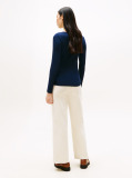 Blue Tricou Slim Cu Guler Boat  Femei