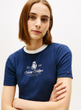 Blue Varsity Crest Slim Tricou Cu Maneca Scurta  Femei
