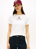 Bej Varsity Crest Slim Tricou Cu Maneca Scurta  Femei