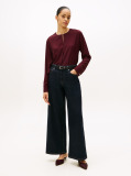 Red Keyhole Cutout Relaxed Fit Blouse  Women