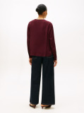 Red Keyhole Cutout Relaxed Fit Blouse  Women