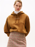 Khaki Textured Logo Relaxed Hoody  Women