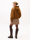 Khaki Textured Logo Relaxed Hoody  Women