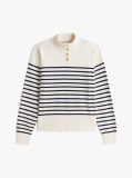 Multi Pulover Cu Guler Tip Mock Neck, Nasturi Si Dungi  Femei