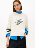 Bej Pulover Relaxat Din Tricot Cu Logo Brodat  Femei
