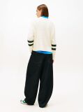 Bej Pulover Relaxat Din Tricot Cu Logo Brodat  Femei