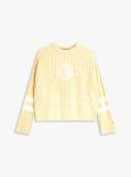 Galben Pulover Relaxat Din Tricot Cu Logo Brodat  Femei
