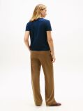 Blue T-Shirt Cu Guler Rotund Si Logo Brodat  Femei