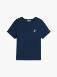 Blue T-Shirt Cu Guler Rotund Si Logo Brodat  Femei
