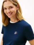 Blue T-Shirt Cu Guler Rotund Si Logo Brodat  Femei