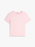 Roz T-Shirt Cu Guler Rotund Si Logo Brodat  Femei