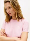Roz T-Shirt Cu Guler Rotund Si Logo Brodat  Femei