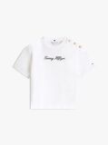 Bej T-Shirt Relaxat Cu Logo Brodat Si Nasturi Aurii  Femei