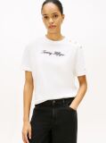 Bej T-Shirt Relaxat Cu Logo Brodat Si Nasturi Aurii  Femei