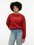 Rosu Bluza De Trening Din Fleece Cu Croiala Lejera Si Logo  Femei