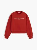 Rosu Bluza De Trening Din Fleece Cu Croiala Lejera Si Logo  Femei