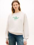 Bej Bluza De Trening Cu Logo Croiala Lejera Si Guler Boat  Femei