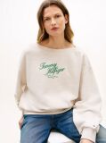 Bej Bluza De Trening Cu Logo Croiala Lejera Si Guler Boat  Femei