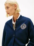 Blue Flex Fleece Logo Relaxed Bomber Cardigan  Women