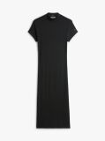 Negru Rochie Midi Mulata Ribbed Cu Croiala Slim Si Guler Mock  Femei