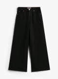 Negru 70s Blugi Negri Cu Talie Inalta Wide Leg  Femei