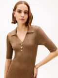 Brown Rib-Knit Polo Maxi Dress  Women